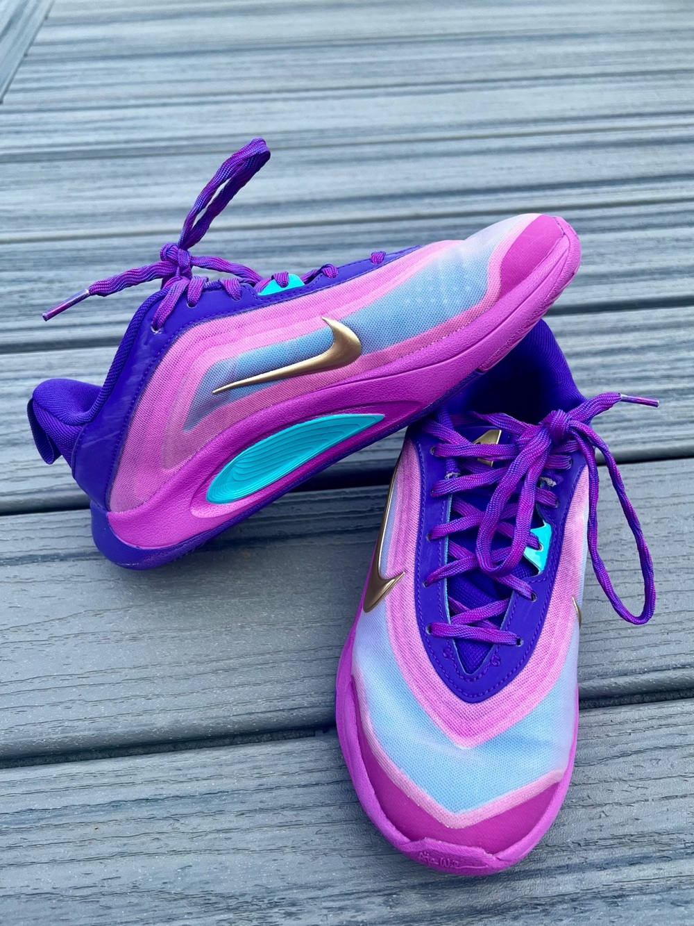 Nike Kids' Purple & Pink Athletic Sneakers with Teal Accent
